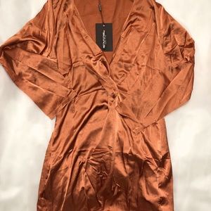 Orange silk dress
